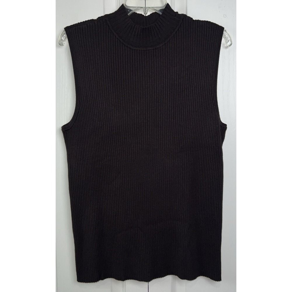 Cato Waffle Knit Sleeveless Turtleneck Tank Top Womens Plus Size 22/24W Brown C4